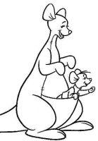 Een kleurplaat van  winnie de poeh - kangaroo